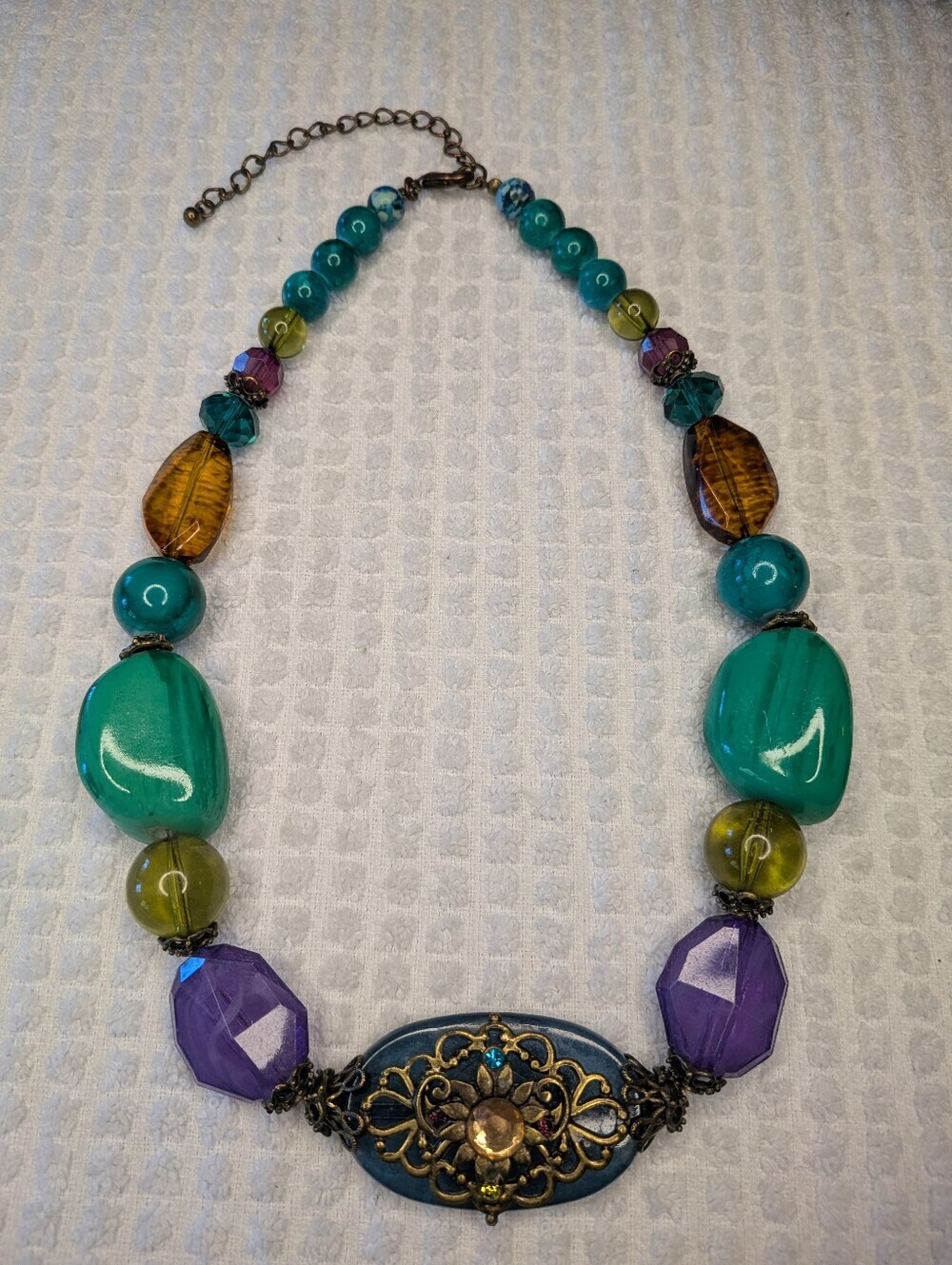 Chunky Acrylic Gemstone Bead Statement Necklace